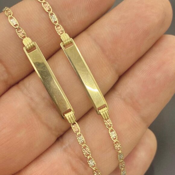 Baby ID Bracelet 5.5 Curb Link Children 10K Gold Real Pulsera Oro Real Bebés - Picture 3 of 7